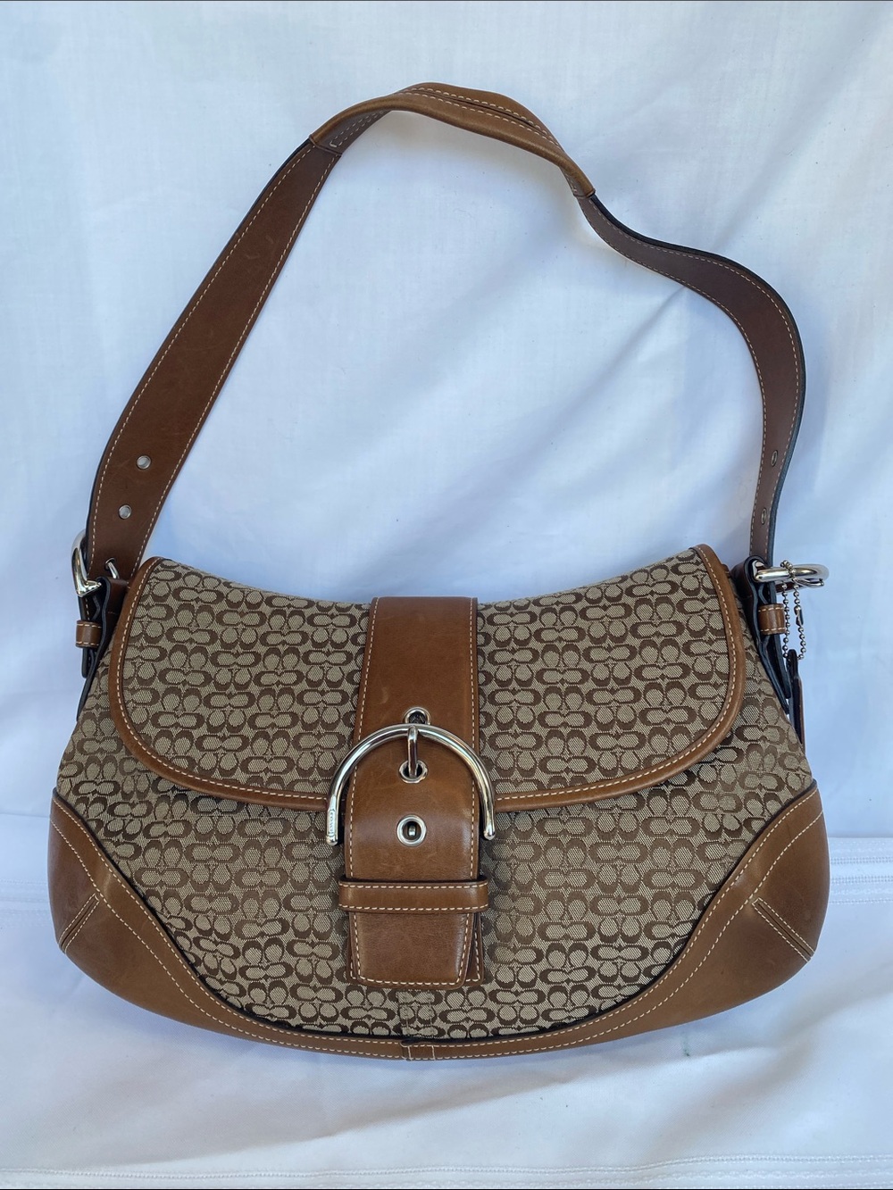 Vintage Coach 6808 Y2K Soho Brown Signature Canvas Shoulder Bag Leather Trim